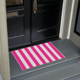 dikke verticale strepen dieproze en witte streep deurmat