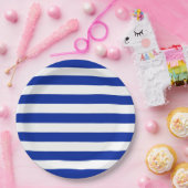 Dikke Vette Blauwe en Witte Strepen Papieren Bordje (Feest)