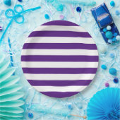 Dikke Vette Paarse en Witte Strepen Papieren Bordje (Feest)