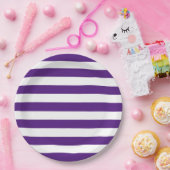 Dikke Vette Paarse en Witte Strepen Papieren Bordje (Feest)