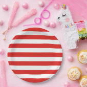 Dikke Vette Rode en Witte Strepen Papieren Bordje (Feest)