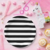 Dikke Vette Zwart-Witte Strepen Papieren Bordje (Feest)