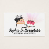 Dikke vrouw bakker frosted cake bakken bakkerij visitekaartjes (Voorkant)