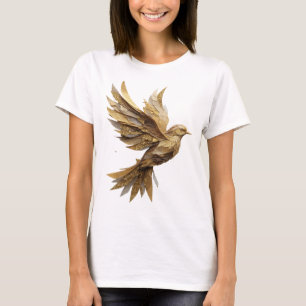 Dikke Zilveren Gouden Vogel 3D-tekst kunst T-shirt