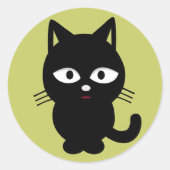 Dikke zwarte kitten ronde sticker (Voorkant)
