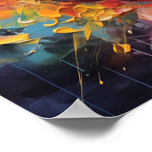 Dikkig geschilderd hart met druppels poster (Hoek)