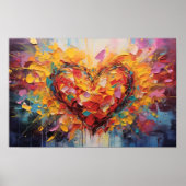 Dikkig geschilderd hart met druppels poster (Voorkant)