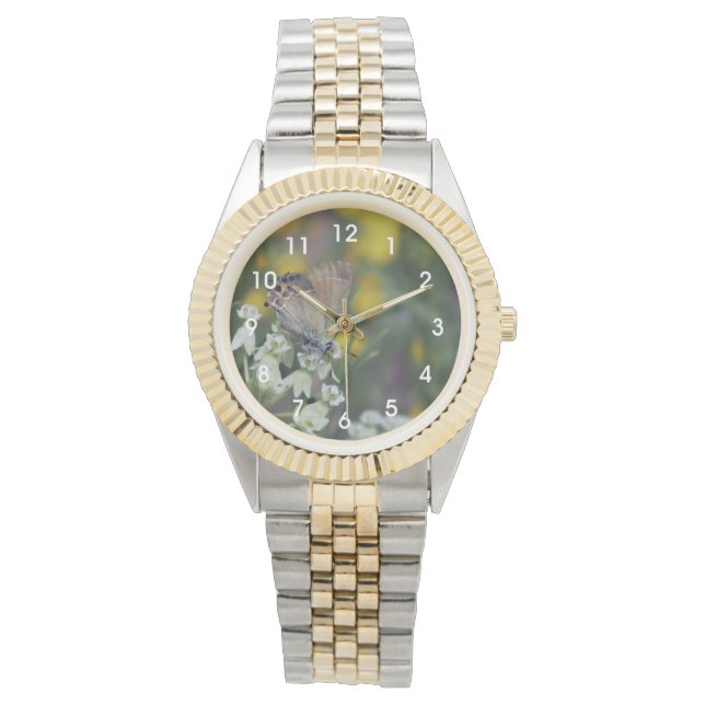 Dikkopvlinder op een bloem horloge (Voorkant)