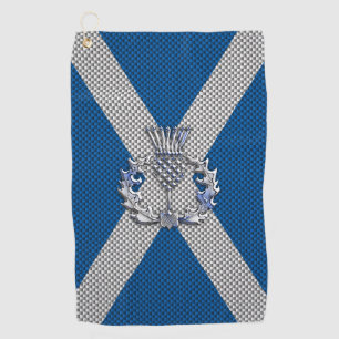 Diksel op Carbon Fiber Print op Schotse vlag Golfhanddoek