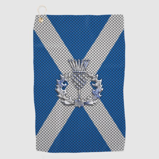 Diksel op Carbon Fiber Print op Schotse vlag Golfhanddoek (Voorkant)