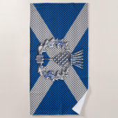 Diksel op Carbon Fiber Print op Schotse vlag Strandlaken (Voorkant)