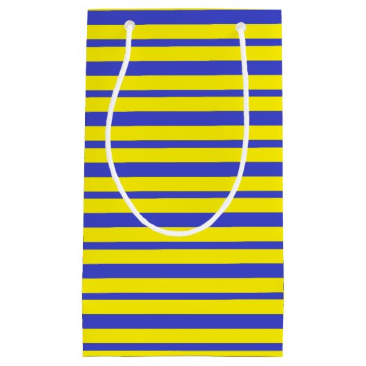 Dikte en dunne blauwe en gele strepen klein cadeauzakje (Voorkant)
