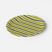 Dikte en dunne blauwe en gele strepen papieren bordje (Gekanteld)