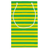 Dikte en dunne groene en gele strepen klein cadeauzakje (Achterkant)