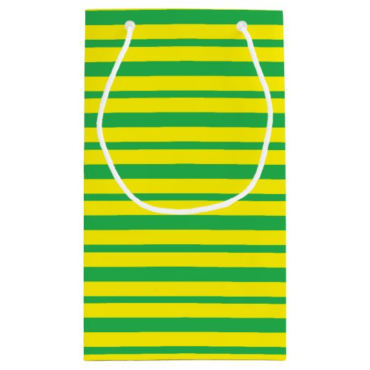 Dikte en dunne groene en gele strepen klein cadeauzakje (Achterkant)