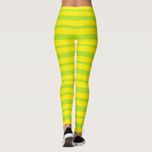 Dikte en dunne groene en gele strepen leggings (Achterkant)