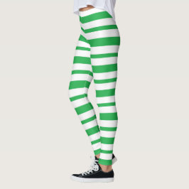 Dikte en dunne groene en witte strepen leggings