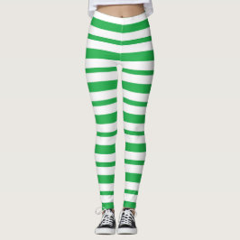 Dikte en dunne groene en witte strepen leggings