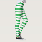 Dikte en dunne groene en witte strepen leggings (Rechts)