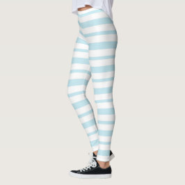 Dikte en dunne pasteelblauw en witte strepen leggings