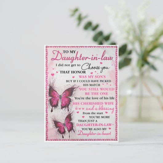 DIL Butterfly Je bent ook mijn dochter in het hart Briefkaart (Staand voorkant)