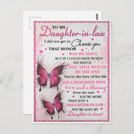 DIL Butterfly Je bent ook mijn dochter in het hart Briefkaart (Voorkant / Achterkant)