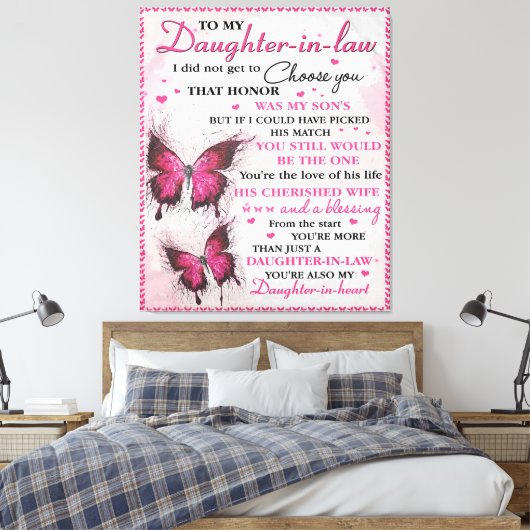DIL Butterfly Je bent ook mijn dochter in het hart Canvas Afdruk (Insitu (Slaapkamer))