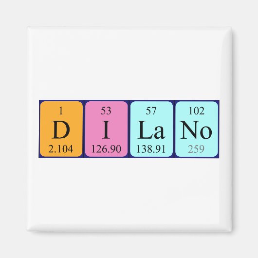 Dilano periodiek table name magnet (Voorkant)