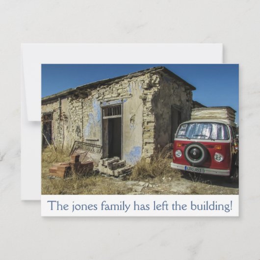 Dilapided House en Van Moving Announcement Aankondiging (Voorkant)