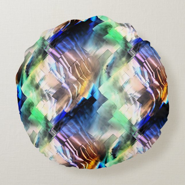 Dilderig drijven van kleuren in zacht abstract moz rond kussen (Achterkant)