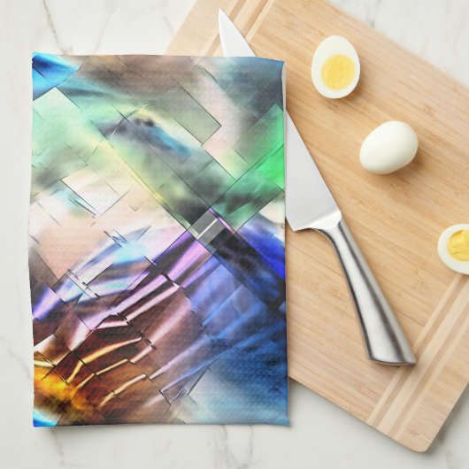 Dilderig drijven van kleuren in zacht abstract moz theedoek (Quarter Fold)