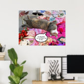 Dilemma van prinses Tatus Cat met diva Petten Poster (Thuiskantoor)