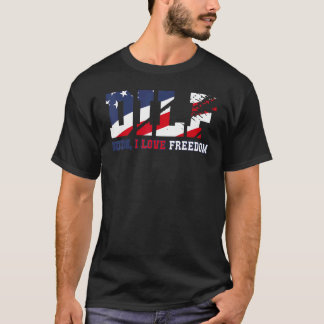 Dilf Man I Love Freedom US Vlag Vliegpartij F T-shirt