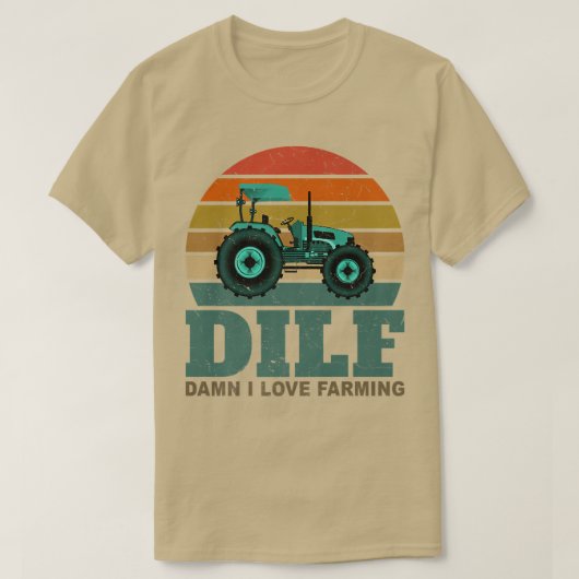 DILFDamn I Love Farming Funny Farmer Retro T-shirt (Design voorkant)