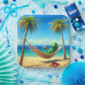 Dill augurk met cocktail in een hangmat papieren bordje (Feest)