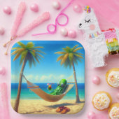 Dill augurk met cocktail in een hangmat papieren bordje (Feest)