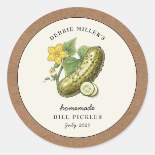  Dill augurken Kraft papier rand Ronde Sticker