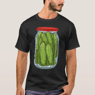 Dill Augurken Op Glas Koele Komkommer Vegan Voedse T-shirt