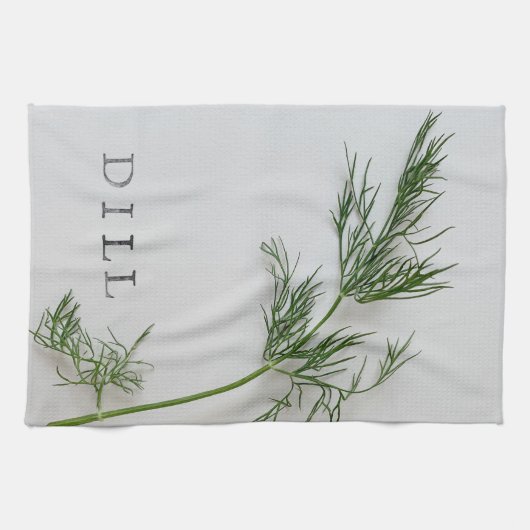 Dill-bladeren met woord theedoek (Horizontaal)