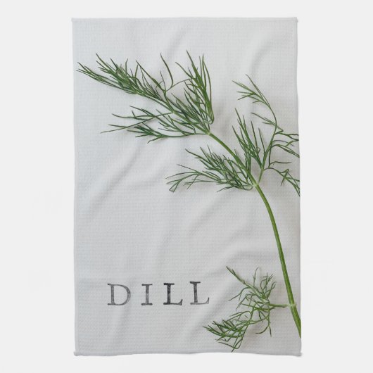 Dill-bladeren met woord theedoek (Verticaal)