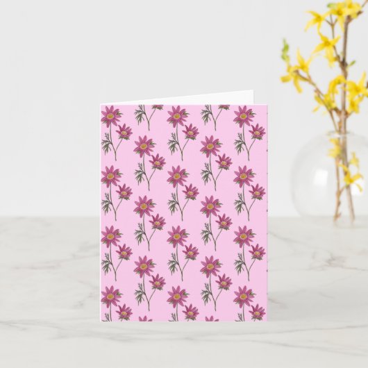 Dill Daisy Groetjes Kaart Roze Patroon (Gele Bloem)