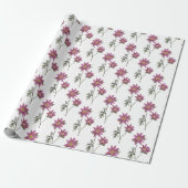 Dill Daisy Wrapping Paper White Pattern Cadeaupapier (Uitgerold)