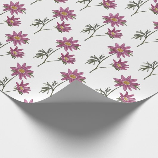 Dill Daisy Wrapping Paper White Pattern Cadeaupapier (Hoek)