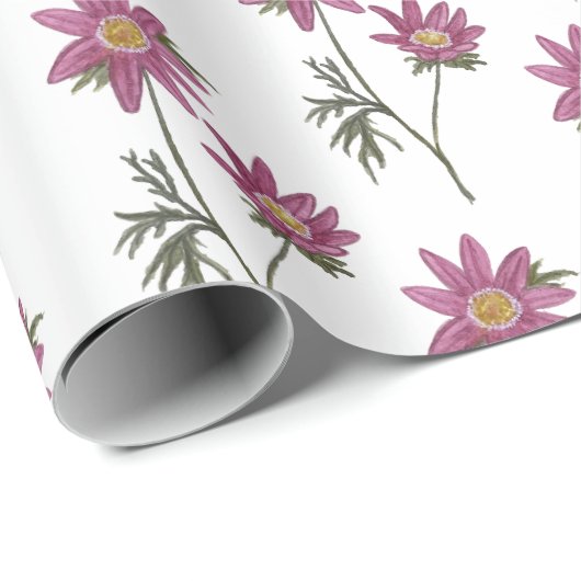 Dill Daisy Wrapping Paper White Pattern Cadeaupapier (Rol Hoek)