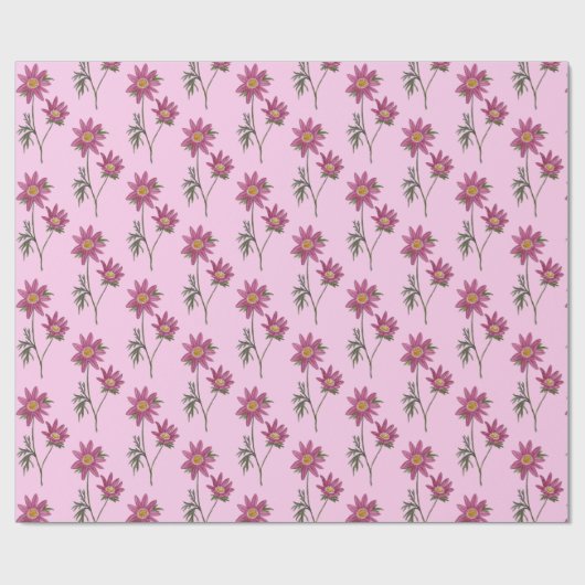 Dill Daisy Wrapping Papier Roze Patroon (Vlak)
