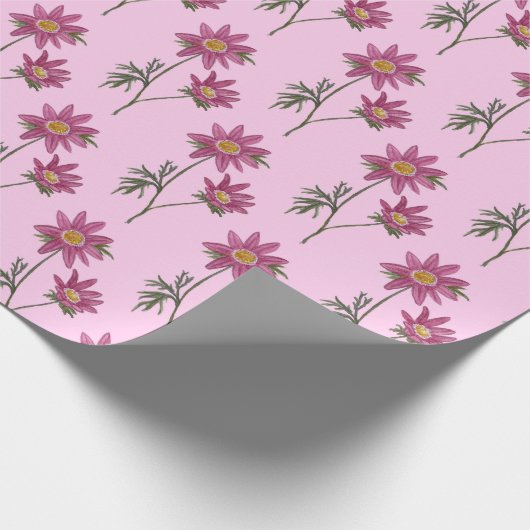 Dill Daisy Wrapping Papier Roze Patroon (Hoek)