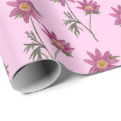 Dill Daisy Wrapping Papier Roze Patroon (Rol Hoek)