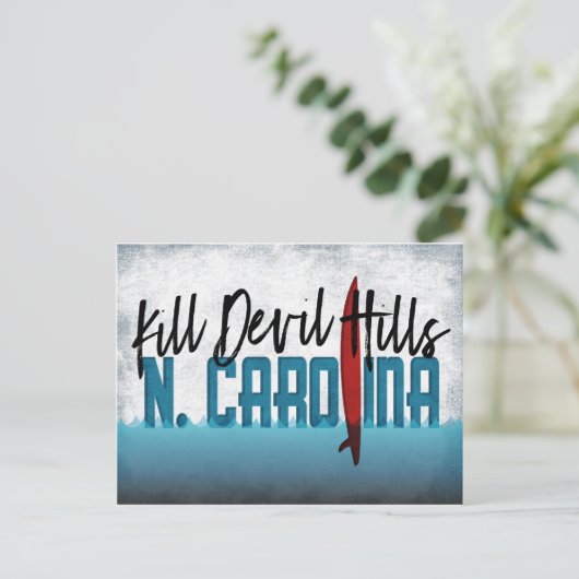 Dill Devil Hills Briefkaart North Carolina Surfboa (Staand voorkant)