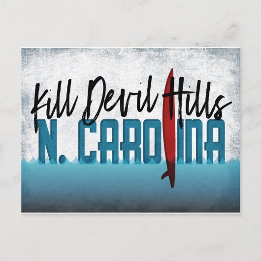 Dill Devil Hills Briefkaart North Carolina Surfboa (Voorkant)