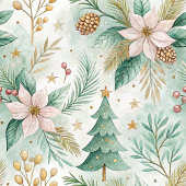 Dill Green and Gold Kitchen Towel Christmas Floral Theedoek